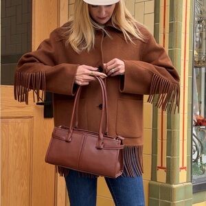 Time and Tru Women's Faux Leather Gwyn Shoulder Bag, Redwood Bark